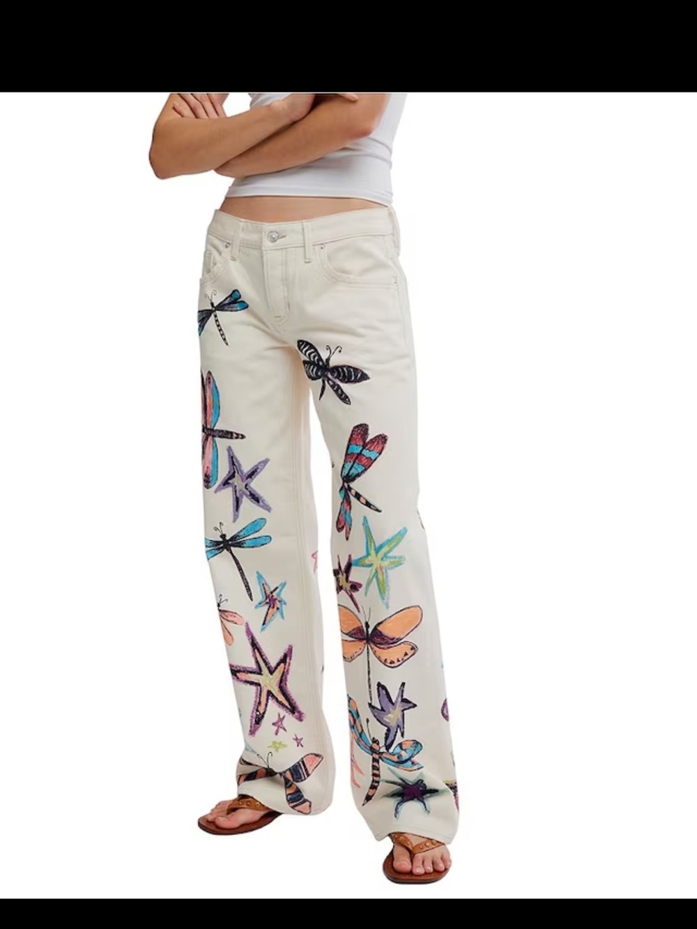 Free People Tennessee Dragonfly Printed Low Rise